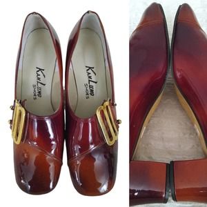Vintage 60s Kam Lung MOD Shiny Ombre Cinnamon Academia Shoes sz 5 1/2 to 6